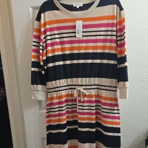 NEW Sweet Salt Striped Maxi Dress with Drawstring Waist Size L